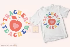 Teacher SVG Retro Apple PNG T-shirt Design Product Image 2