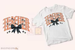 Teacher PNG Black Bow Coquette Halloween SVG T-shirt Design Product Image 1