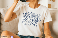 Teacher Life Doodle Coquette Teacher Svg PNG T-shirt Design Product Image 2