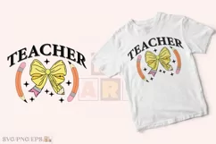 Coquette Teacher Pencil Bow PNG SVG T-shirt Design Product Image 2