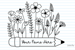 Teacher Svg, Pencil Flower Svg, Floral Pencil Split Monogram Product Image 2