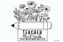 Teacher Svg, Pencil Flower Svg, Floral Pencil Split Monogram Product Image 4