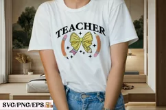 Coquette Teacher Pencil Bow PNG SVG T-shirt Design Product Image 3