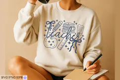 Teacher Life Doodle Coquette Teacher Svg PNG T-shirt Design Product Image 3