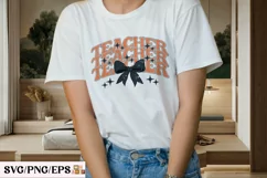 Teacher PNG Black Bow Coquette Halloween SVG T-shirt Design Product Image 3