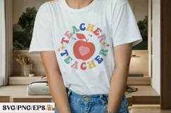 Teacher SVG Retro Apple PNG T-shirt Design Product Image 3