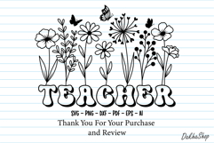 Teacher Svg, Teacher Flower Svg, Teacher shirt Svg, Png. Product Image 8