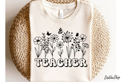 Teacher Svg, Teacher Flower Svg, Teacher shirt Svg, Png. Product Image 4