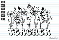 Teacher Svg, Teacher Flower Svg, Teacher shirt Svg, Png. Product Image 1