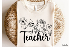 Teacher Svg, Pencil Flower Svg, Floral Pencil Split Monogram Product Image 8