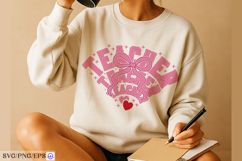 Retro Teacher Love Hearts Valentines SVG PNG T-shirt Design Product Image 3