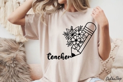 Teacher Svg, Floral Pencil Svg, Back To School Svg, School. Product Image 7