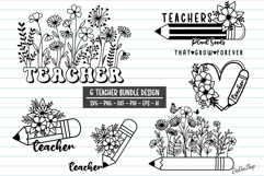 Teacher Svg, Floral Pencil Svg, Back To School Svg, School. Product Image 1