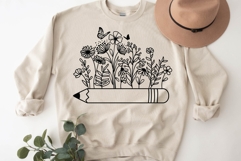 Teacher Svg, Floral Pencil Svg, Back To School Svg, School. Product Image 5