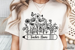 Teacher Svg, Floral Pencil Svg, Back To School Svg, School. Product Image 8