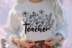 Teacher Flower Svg, Teacher Floral Svg, Teacher Shirt Svg. Product Image 2