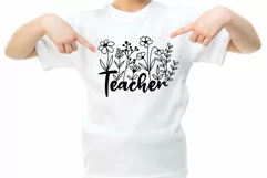 Teacher Flower Svg, Teacher Floral Svg, Teacher Shirt Svg. Product Image 5