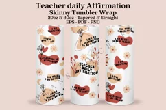 teacher affirmation skinny tumbler sublimation design for 20oz and 30oz skinny tumbler sublimation wrap