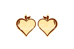 Teacher Apple Heart Shape Earrings Laser Cut Template Product Image 2