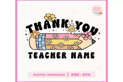 Groovy Retro Pencil Teacher Appreciation SVG PNG Product Image 1