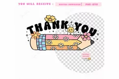 Groovy Retro Pencil Teacher Appreciation SVG PNG Product Image 2