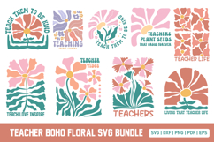 Teacher Boho Florla SVG Bundle - Teacher SVG Design Product Image 1