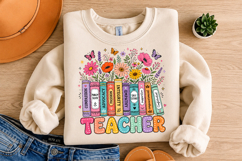 Teacher Bookshelf Wildflowers PNG, Classroom Design Product Image 4