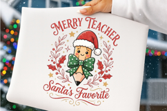 Teacher Christmas Png, Christmas Pencil Tree Teacher PNG Product Image 5