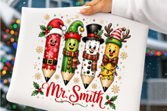 Teacher Christmas Png, Christmas Pencil Tree Teacher PNG Product Image 7