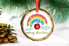 Rainbow Merry Christmas Sublimation I Teacher Christmas PNG