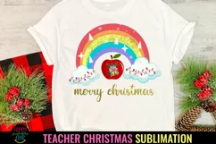 Rainbow Merry Christmas Sublimation I Teacher Christmas PNG