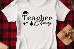 Teacher Claus Christmas SVG, Minimalist Teacher Xmas T-shirt Product Image 2