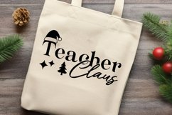 Teacher Claus Christmas SVG, Minimalist Teacher Xmas T-shirt Product Image 3