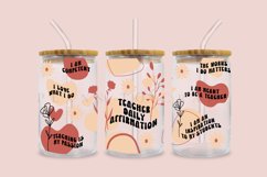 teacher daily affirmation libbey beer can glass full wrap svg presized template for 16oz and 20oz glass for Cricut Silhouette and sublimation