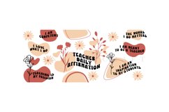 teacher daily affirmation libbey beer can glass full wrap svg presized template for 16oz and 20oz glass for Cricut Silhouette and sublimation