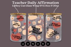 teacher daily affirmation libbey beer can glass full wrap svg presized template for 16oz and 20oz glass for Cricut Silhouette and sublimation