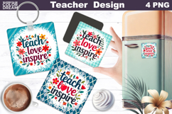 Teacher Square Coaster | Teach Love Inspire Keychain Product Image 1