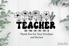 Teacher Flower Svg, Teacher Svg, Teacher Floral Svg. Product Image 10