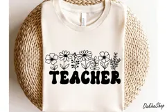 Teacher Flower Svg, Teacher Svg, Teacher Floral Svg. Product Image 5