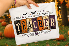 Teacher Halloween PNG,Spooky Sublimation Shirt Design Product Image 1