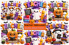Teacher Halloween Pumpkin Sublimation Png Product Image 1