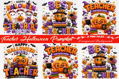 Teacher Halloween Pumpkin Sublimation Png Product Image 1