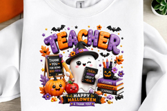 Teacher Halloween Pumpkin Sublimation Png Product Image 2