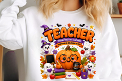 Teacher Halloween Pumpkin Sublimation Png Product Image 3