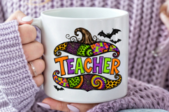 Teacher Halloween Sublimation, Retro Leopard Pumpkin PNG Product Image 5