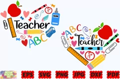 Teacher Heart SVG | Teacher SVG | Heart SVG | School Heart Product Image 3