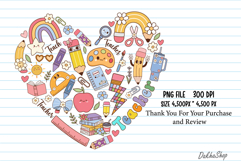 Teacher Png, Back To School Png, Retro Teacher Heart Png. Product Image 8