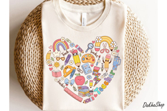 Teacher Png, Back To School Png, Retro Teacher Heart Png. Product Image 3