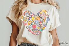 Teacher Png, Back To School Png, Retro Teacher Heart Png. Product Image 4