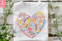 Teacher Png, Back To School Png, Retro Teacher Heart Png. Product Image 1